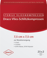 SCHLITZKOMPRESSEN Vlies 7,5x7,5 cm steril 4fach - 25X2St