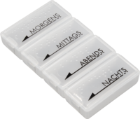 TABLETTENDOSE mo/mi/ab/na m.Blindenschr.weiß tran. - 1St