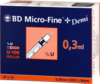 BD MICRO-FINE+ Insulinspr.0,3 ml U100 0,3x8 mm