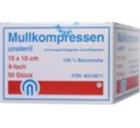 MULLKOMPRESSEN ES 10x10 cm unsteril 8fach - 50St