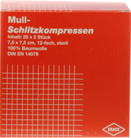 SCHLITZKOMPRESSEN Mull 7,5x7,5 cm steril 12fach - 25X2St