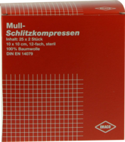 SCHLITZKOMPRESSEN Mull 10x10 cm steril 12fach - 25X2St