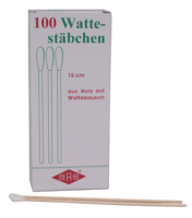 WATTESTÄBCHEN Holz 15 cm m.Wattekopf - 50X2St
