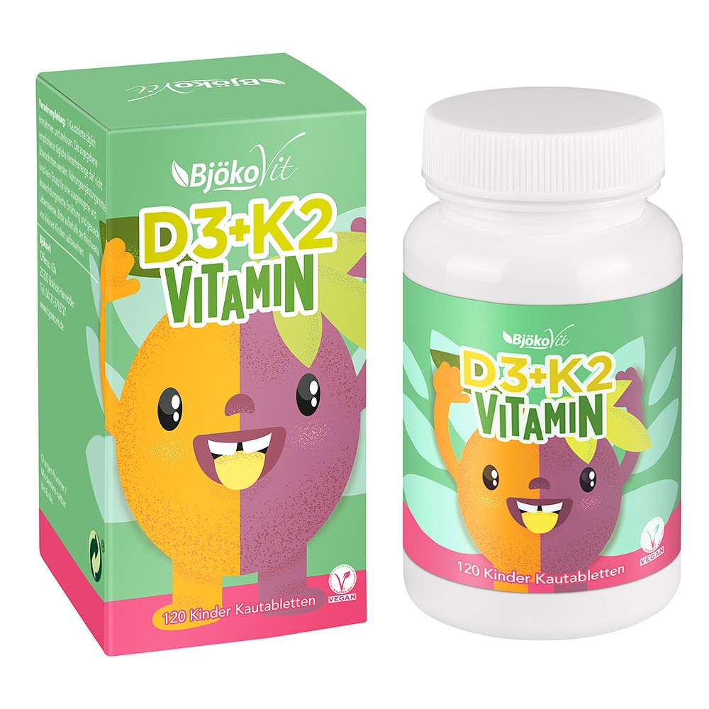 VITAMIN D3+K2 Kinder Kautabletten vegan 120 St