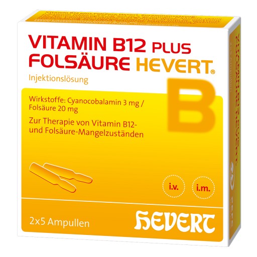 VITAMIN B12 PLUS Folsäure Hevert a 2 ml Ampullen - 2X5 St