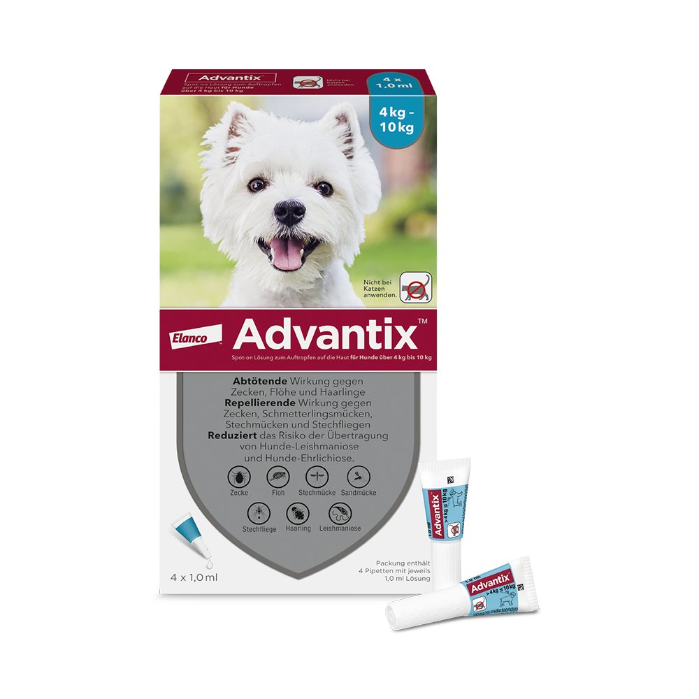 ADVANTIX Spot-on Lsg.z.Auftr.a.d.H.f.Hund 4-10 kg 4 St