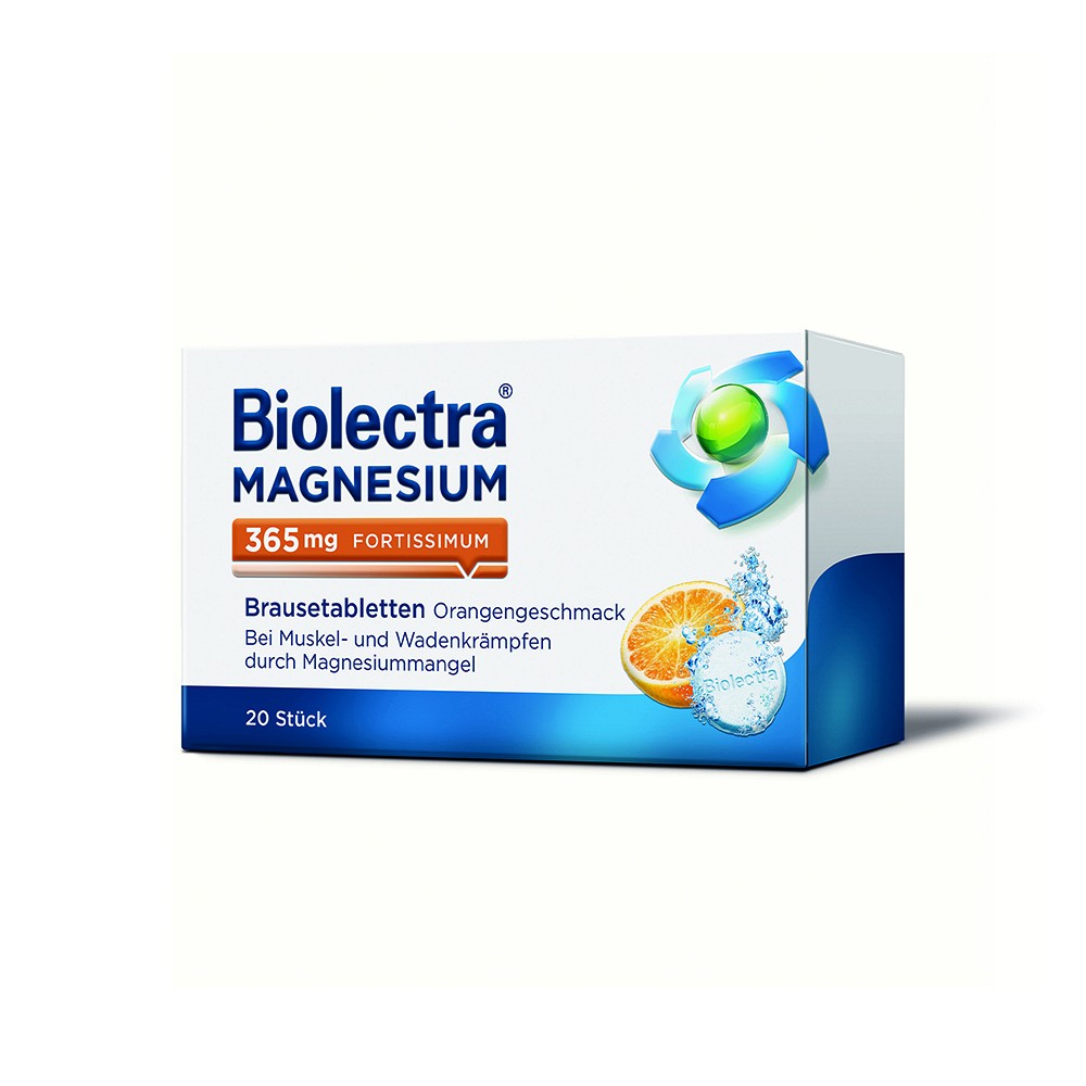 BIOLECTRA Magnesium 365 fortissimum Orange Brausetabletten 20 St