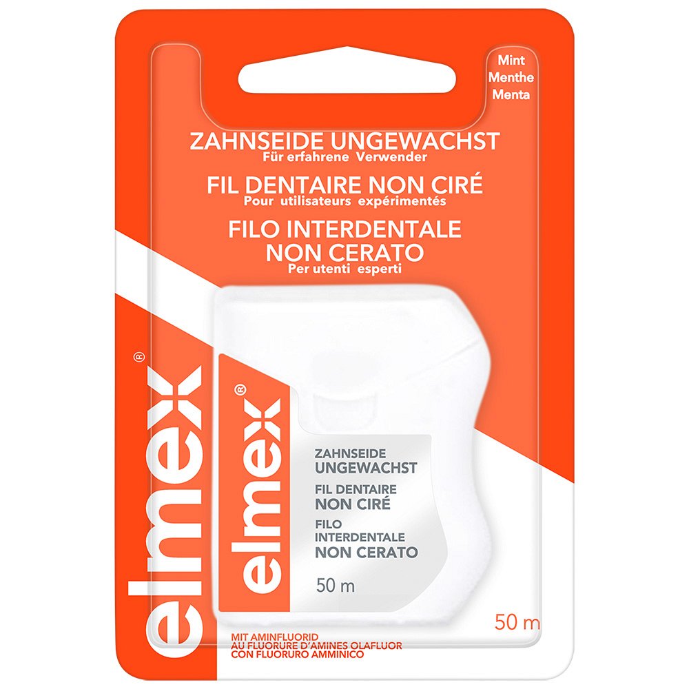ELMEX Zahnseide ungewachst mit Aminfluorid 50 m