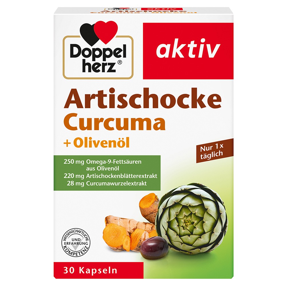 DOPPELHERZ Artischocke Curcuma+Olivenöl Kapseln 30 St