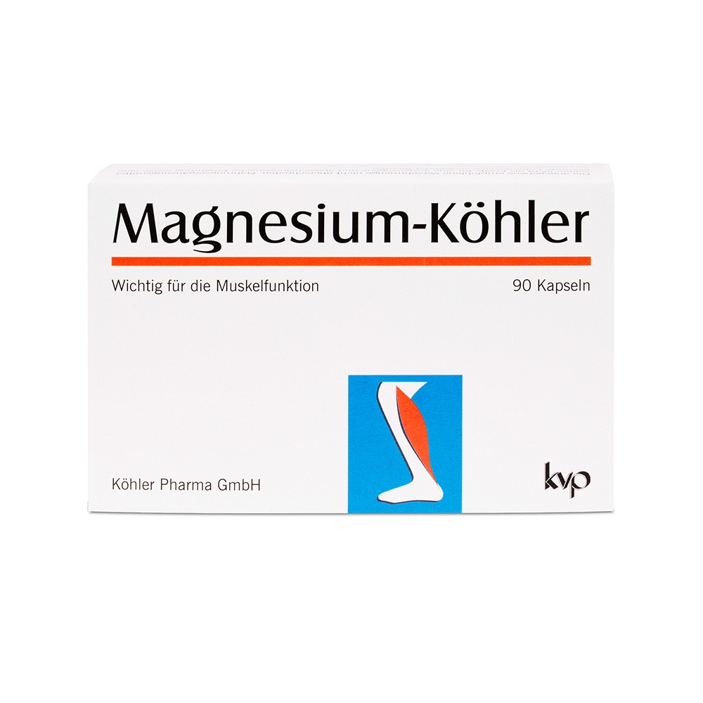 MAGNESIUM KÖHLER mit Vitamin B6 + Magnesiumcitrat Kapseln hochdosiert 1X90 St