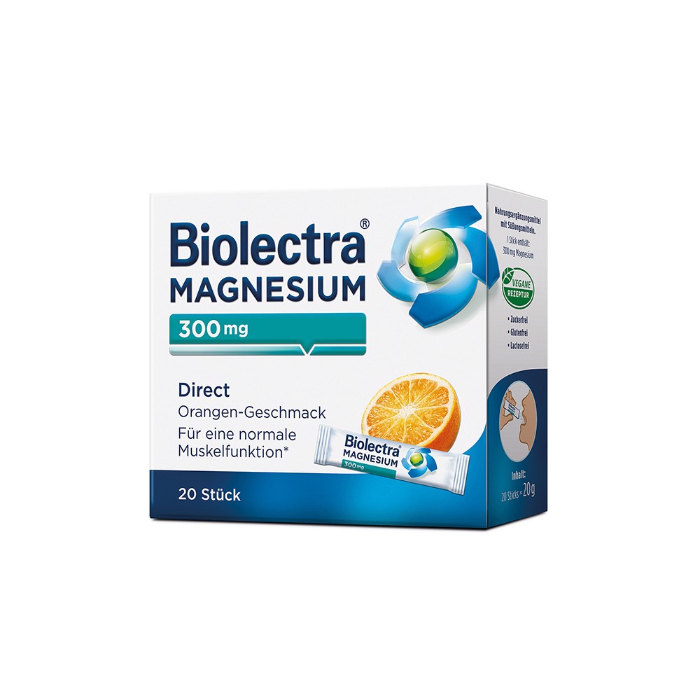 BIOLECTRA Magnesium 300 mg Direct Orange Sticks 20 St