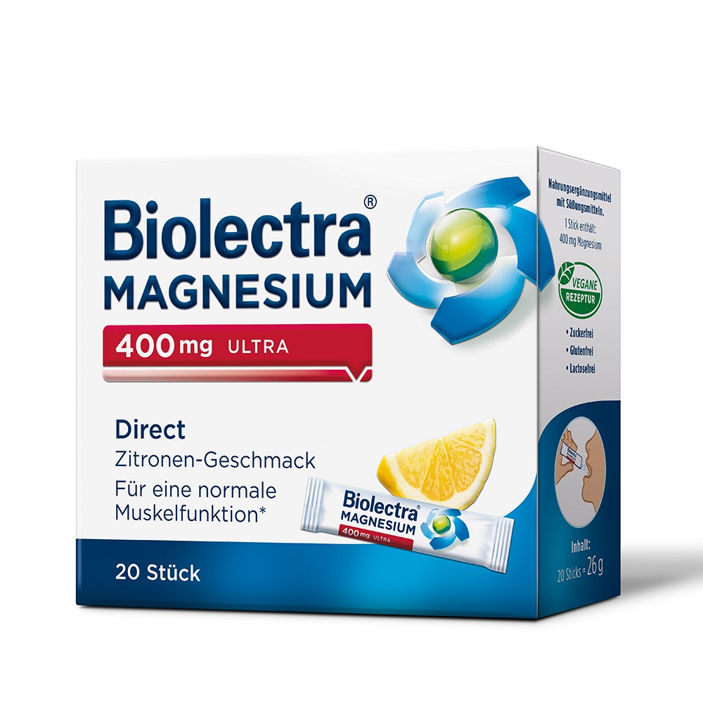 BIOLECTRA Magnesium 400 mg ultra Direct Zitrone 20 St