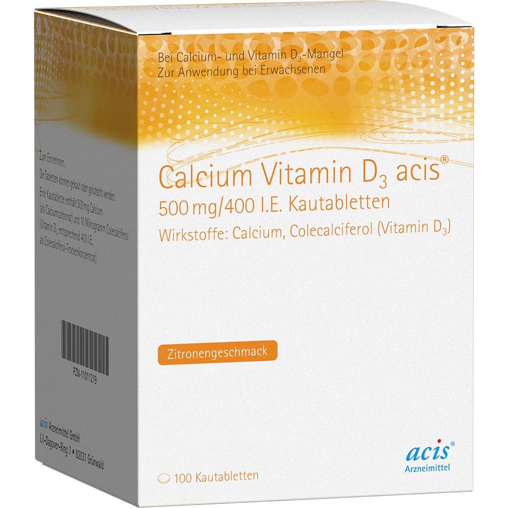 CALCIUM VITAMIN D3 acis 500 mg/400 I.E. Kautabl. 100 St