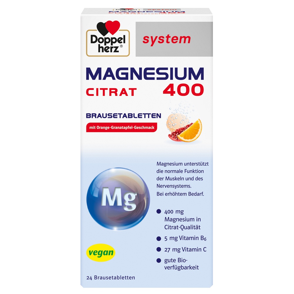 DOPPELHERZ Magnesium 400 Citrat system Brausetabl. 24 St