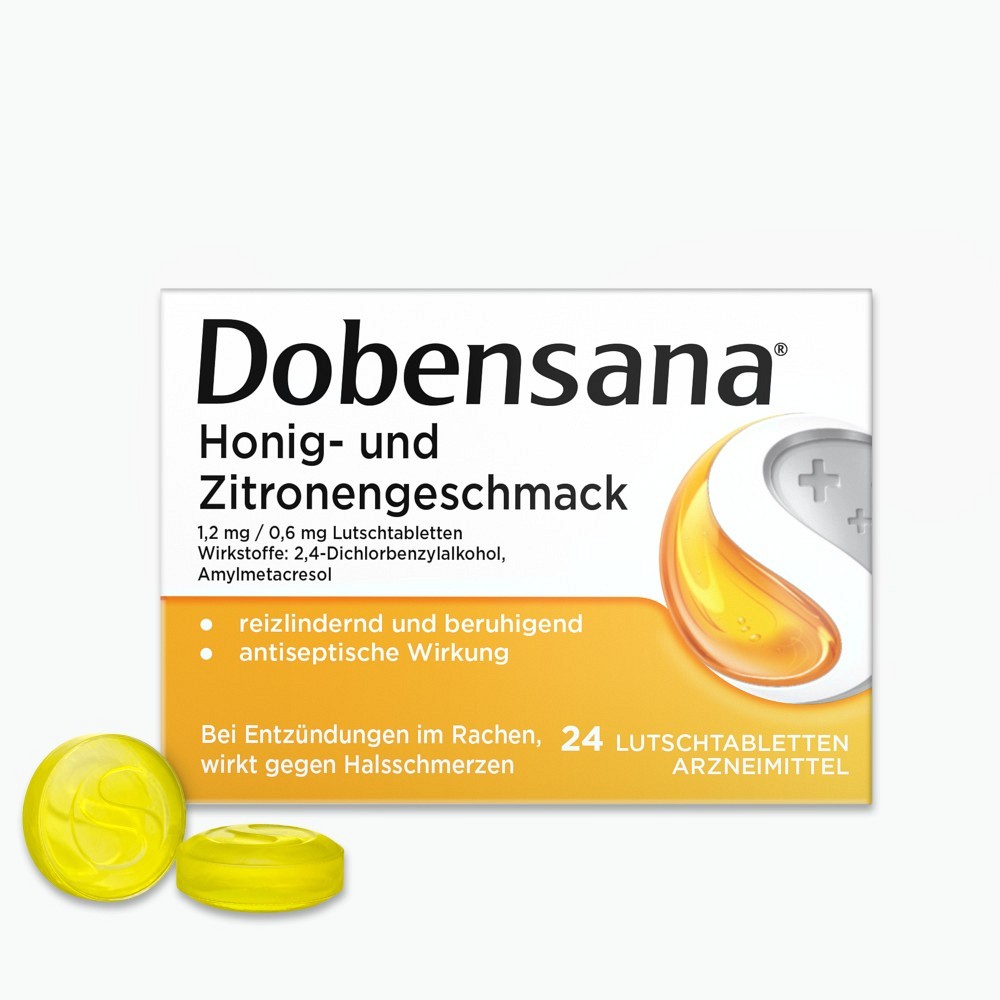 Dobensana Honig & Zitrone Halstabletten - Linderung bei ersten Anzeichen von Halsschmerzen - 24 St - Versandapotheke mediherz.de Dobensana Honig & Zitrone Halstabletten - Linderung bei ersten Anzeichen von Halsschmerzen - 24 St - Versandapotheke mediherz.de
