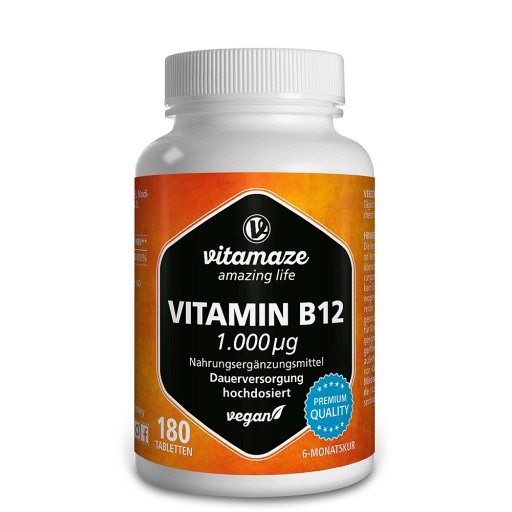 VITAMIN B12 1000 μg hochdosiert vegan Tabletten 180 St