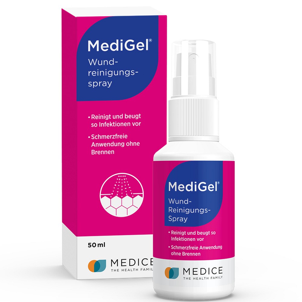 MediGel Wundreinigungsspray Wundspray zum Subern von Wunden - 50 ml -  Versandapotheke mediherz.de