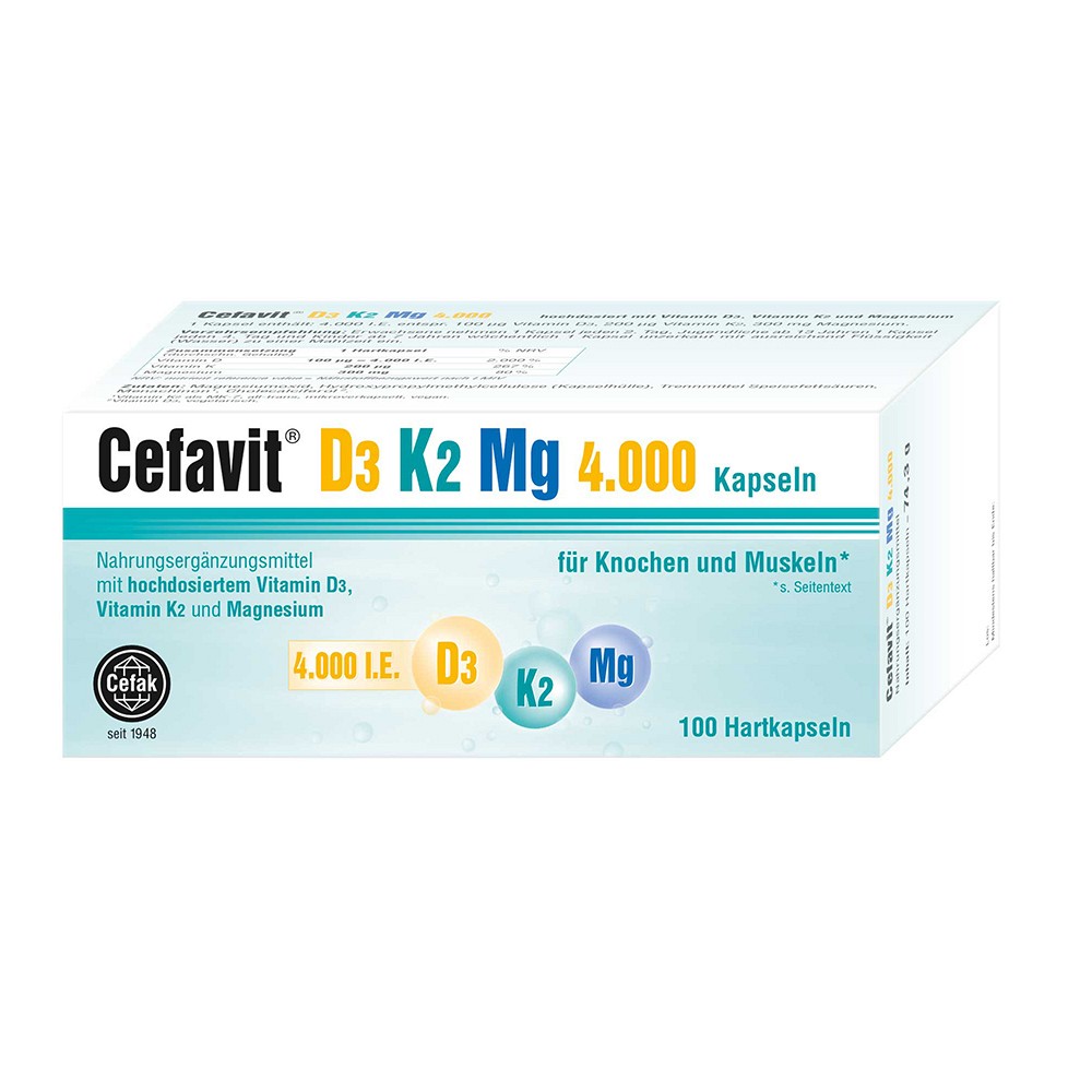 CEFAVIT D3 K2 Mg 4.000 I.E. Hartkapseln 100 St