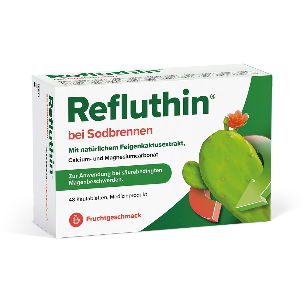 REFLUTHIN bei Sodbrennen Kautabletten Frucht 48 St