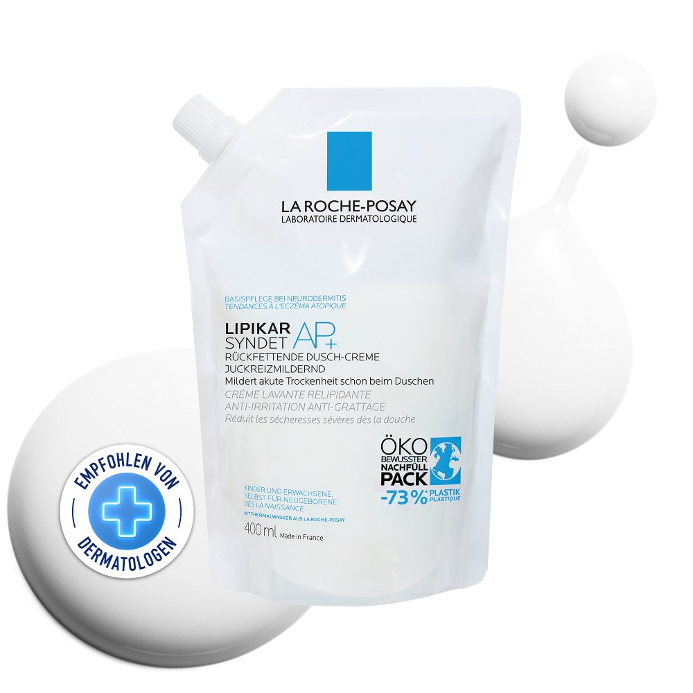 La Roche Posay Lipikar Syndet AP+ Rückfettendes Duschgel Nachfüllpack für extrem trockene Haut 400 ml
