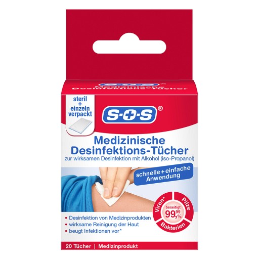 SOS MEDIZINISCHE Desinfektionstücher - 20St