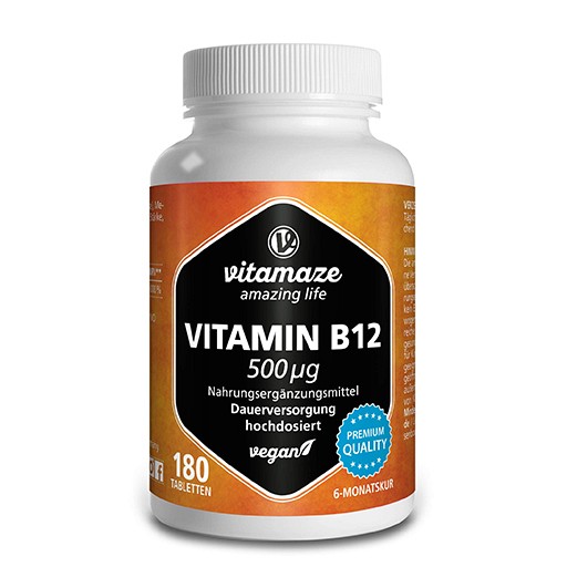 VITAMIN B12 500 μg hochdosiert vegan Tabletten 180 St