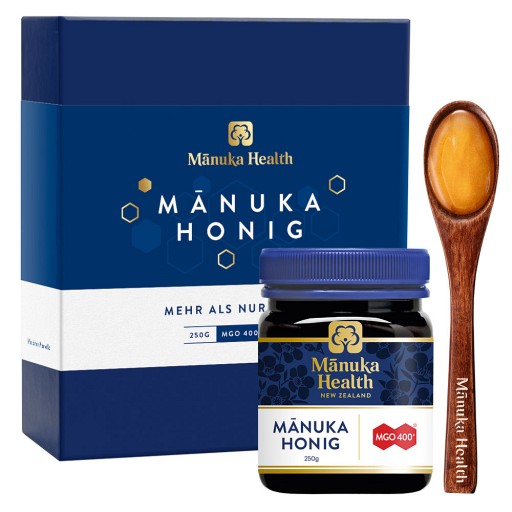 MANUKA HEALTH MGO 400+ Manuka Honig+e.L.Gesch.Set 250 g