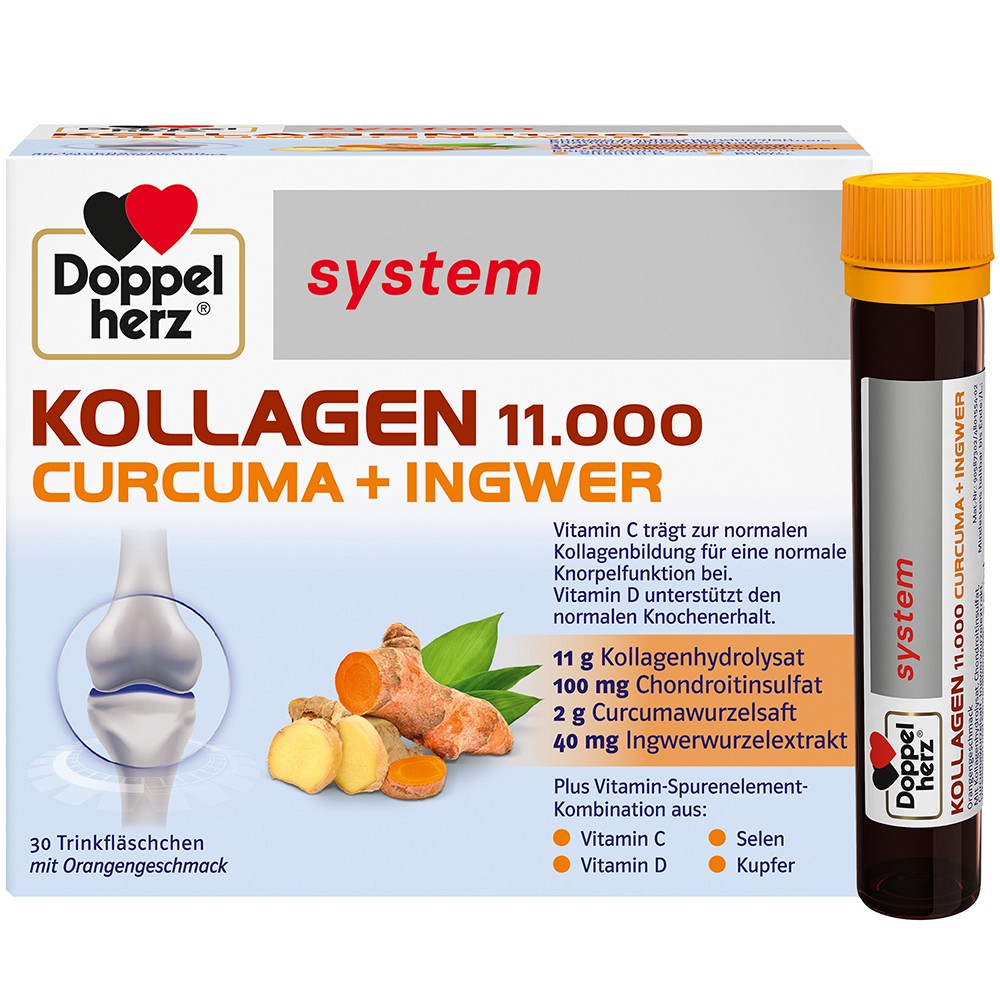 DOPPELHERZ Kollagen 11.000 Curcuma+Ingw.system TRA 30X25 ml