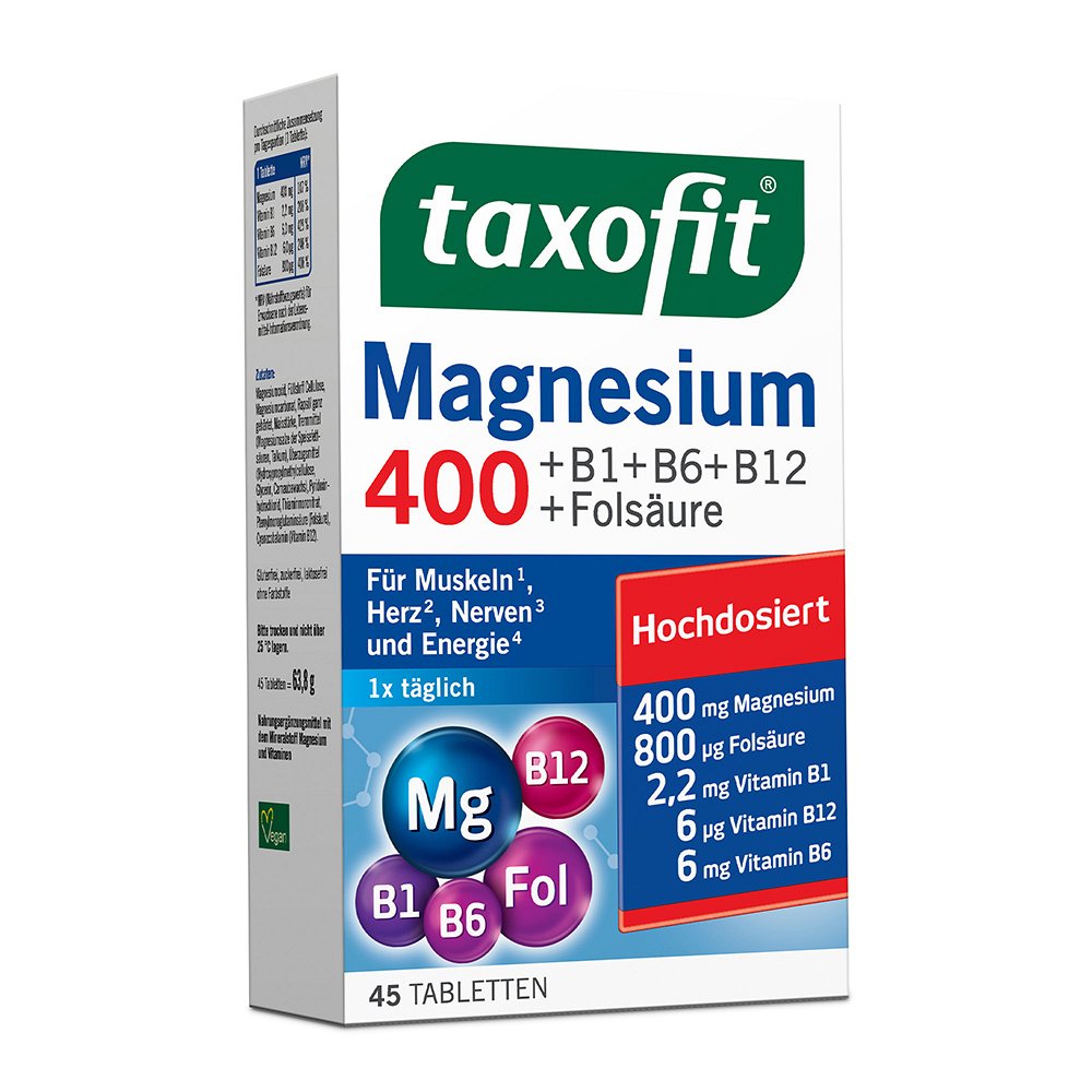TAXOFIT Magnesium 400+B1+B6+B12+Folsäure Tabletten 45 St