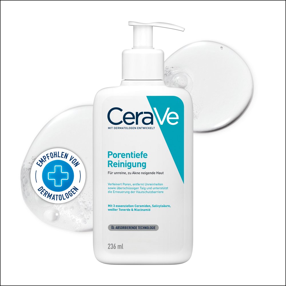 CeraVe Porentiefe Reinigung: Schäumendes Reinigungsgel bei unreiner und zu Akne neigender Haut 236 ml