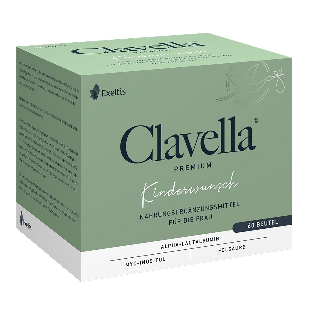 Clavella Premium bei Kinderwunsch  mit myo-Inositol - 60X2.1 g -  Versandapotheke mediherz.de