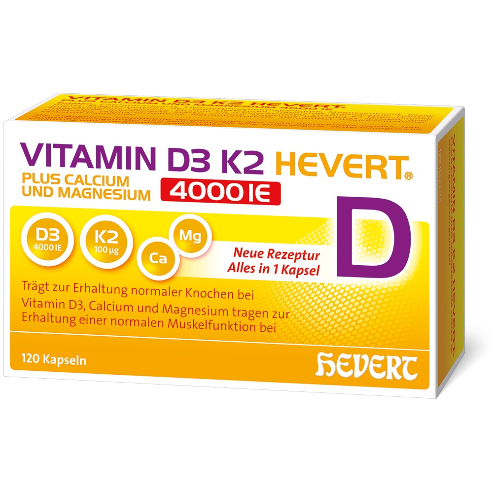 VITAMIN D3 K2 Hevert+Calcium u.Magnes.4000 IE Kps. 120 St