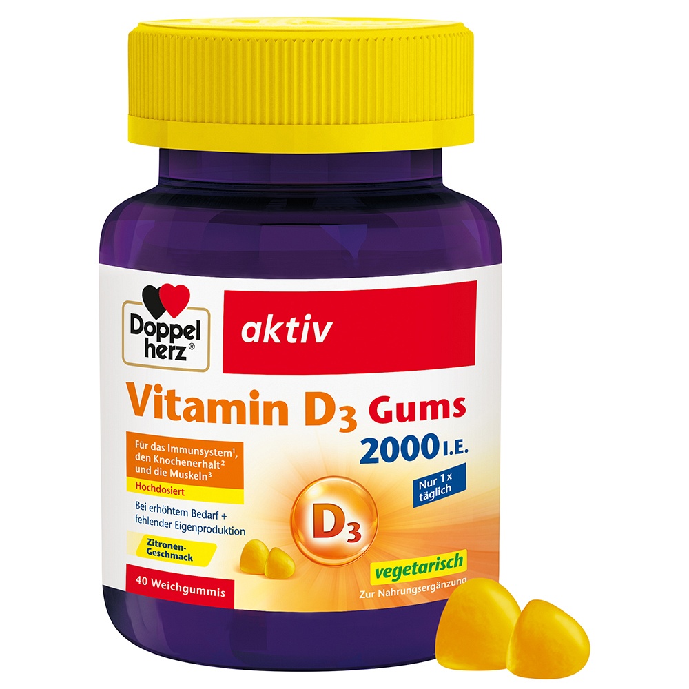 DOPPELHERZ Vitamin D3 2000 I.E.Gums 40 St