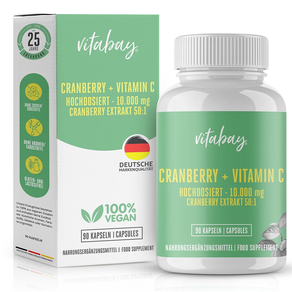 CRANBERRY+VITAMIN C 10.000 mg hochdosiert Kapseln 90 St