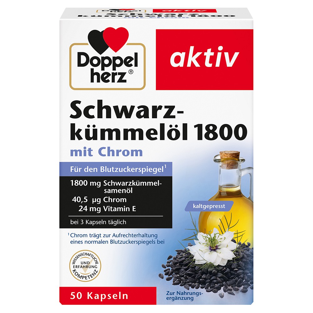 DOPPELHERZ Schwarzkümmelöl 1800 Kapseln 50 St
