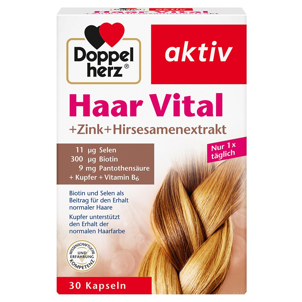 DOPPELHERZ Haar Vital+Zink+Hirse Kapseln 30 St