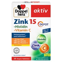 DOPPELHERZ Zink 15 mg+Histidin+Vit.C Depot aktiv - 30St - Selen & Zink