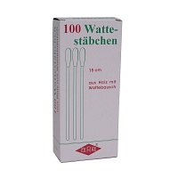 WATTESTÄBCHEN Holz 15 cm m.Wattebausch - 100St