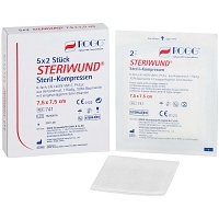 ROGG STERIWUND Kompr.7,5x7,5 cm steril 8fach - 5X2St