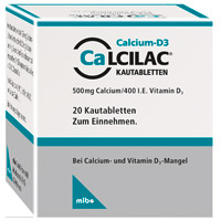 CALCILAC Kautabletten 500 mg/400 I.E. - 20St