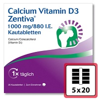 CALCIUM VITAMIN D3 Zentiva 1000 mg/880 I.E. Kautab - 100St