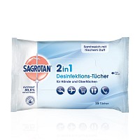 SAGROTAN 2in1 Desinfektions-Tücher - 15St - Für den Flug