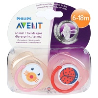 AVENT Beruhigungssauger Tier-Design 6-18 Mon.Girl - 2St
