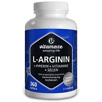 L-ARGININ 750 mg hochd.+Piperin+Vitamine Kapseln - 360St