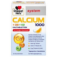 DOPPELHERZ Calcium 1000+D3+K2 system Kautabletten - 60St