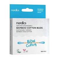 BIO KOSMETIKSTÄBCHEN Bambus Baumwolle blau Nordics - 100St