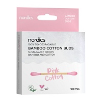 BIO KOSMETIKSTÄBCHEN Bambus Baumwolle pink Nordics - 100St