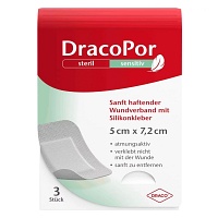 DRACOPOR sensitiv 5x7,2 cm steril m.Silikonkleber - 3St