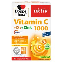 DOPPELHERZ Vitamin C 1000+D3+Zink Depot Tabletten - 30St