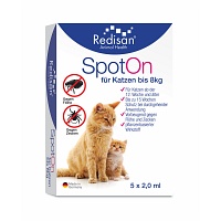 REDISAN Spot-on gegen Zecken+Flöhe f.Katze bis 8kg - 5X2ml
